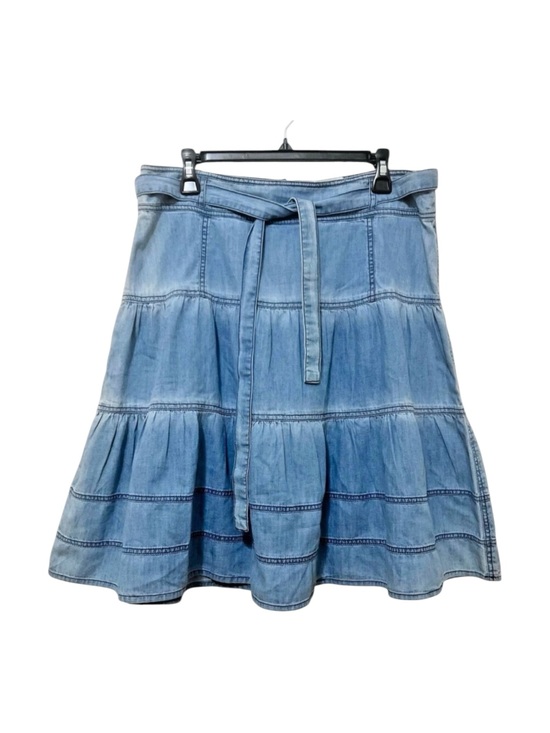 Sundance Dresses & Skirts - SUNDANCE Tiered Blue Denim Chambray Skirt Country Side Villa Boho Flare Size 12P